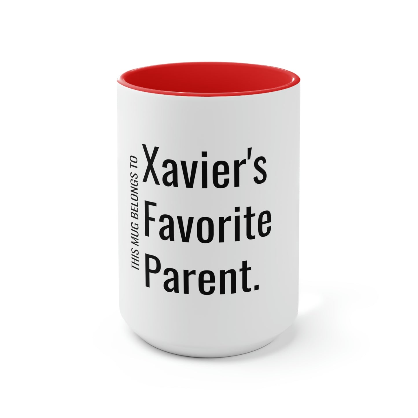 Xavier's Favorite Parent. Two-Tone Coffee Mugs, 15oz