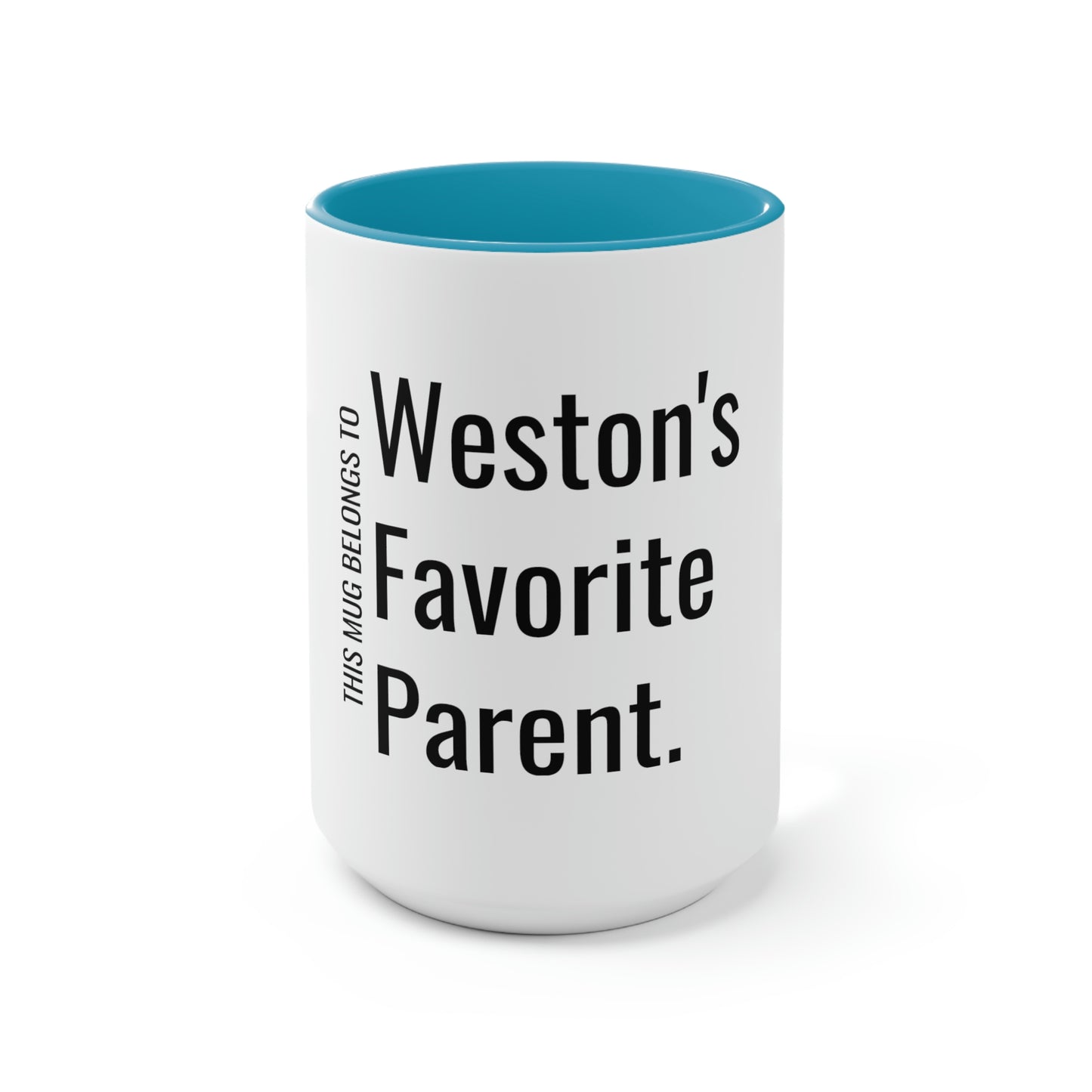 Weston's Favorite Parent. Two-Tone Coffee Mugs, 15oz